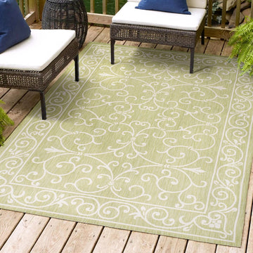 Charleston Vintage Filigree Textured Weave Indoor/outdoor Area Rug